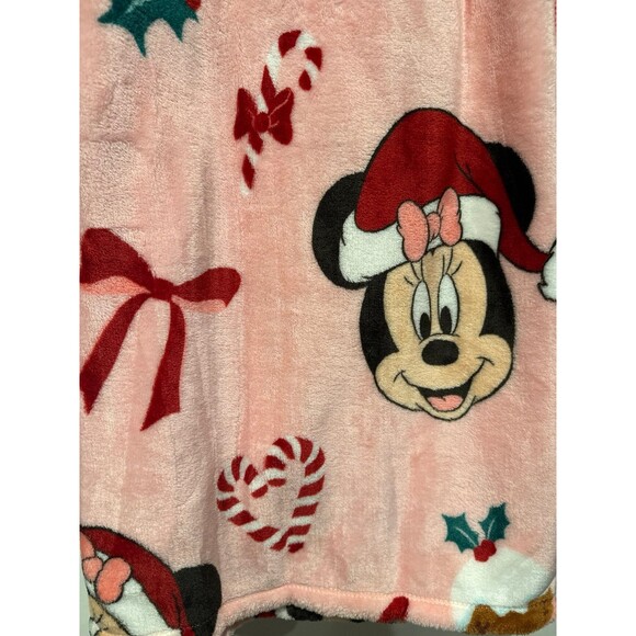 Disney Minnie Mouse Pink Christmas Plush Throw Blanket - Picture 5 of 5